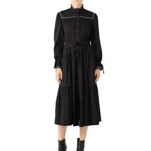 Sabina Musayev Black Charlot Prairie Grommet Dress Medium